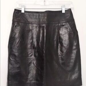 EXPRESS DESIGN STUDIO Blk Leather Skirt Exp Zipper